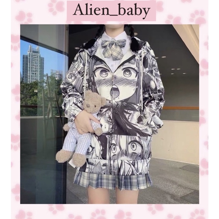 Áo khoác hoodie zip in hình anime henzai