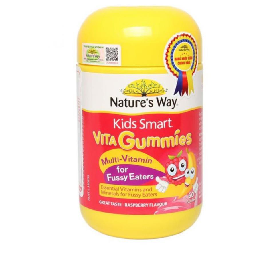 [CHÍNH HÃNG] Kẹo Gôm Nature's Way Kids Smart bổ sung Vitamin tổng hợp cho bé hộp 60 viên