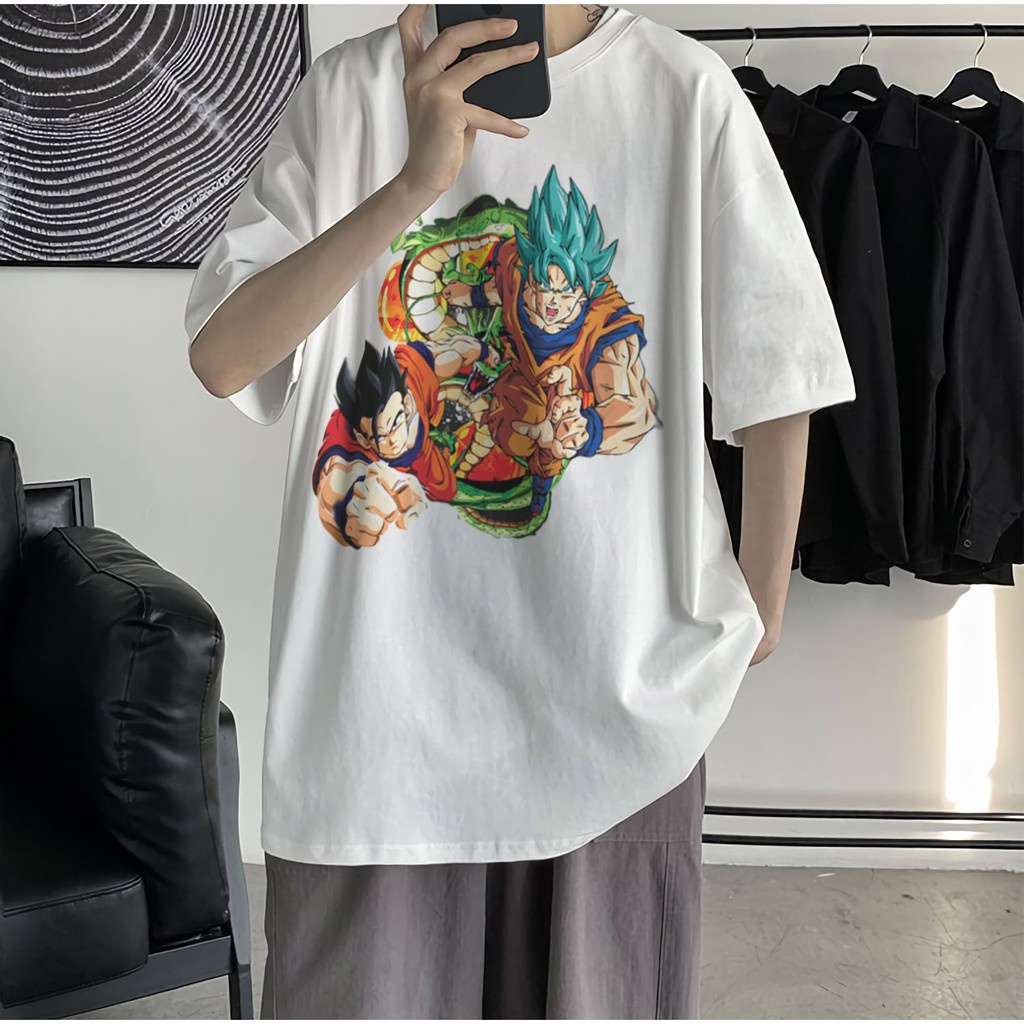 Áo thun nam nữ anime tay lỡ in họa tiết Dragon Ball cá tính, áo phông anime bigsize ulzzang
