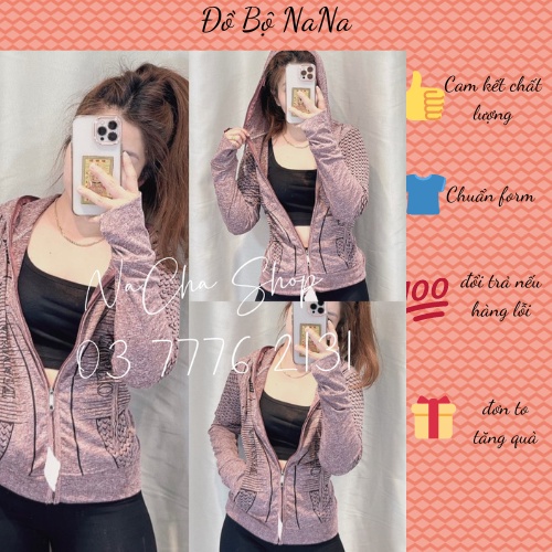 áo khoác nữ, vải đốm cotton co giãn, có túi trong chống nắng, đi chơi...