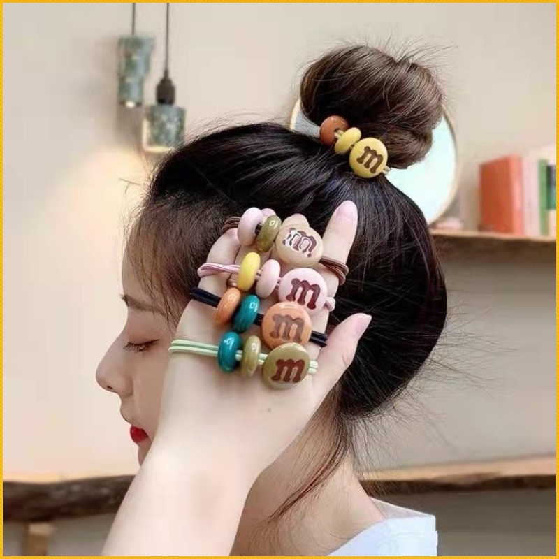 Dây Cột Tóc Cao Su Màu Sắc Ngọt Ngào Thiết Kế Đơn Giản Thời Trang Cho Nữ