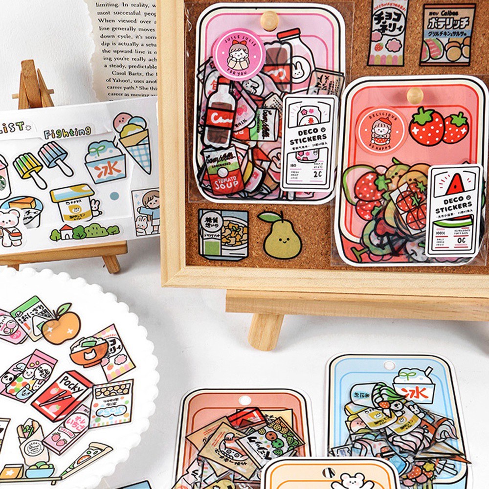 Bộ 40 Miếng Dán Trang Trí Sổ Tay / Nhật Ký Diy Hình Thức Ăn Dễ Thương