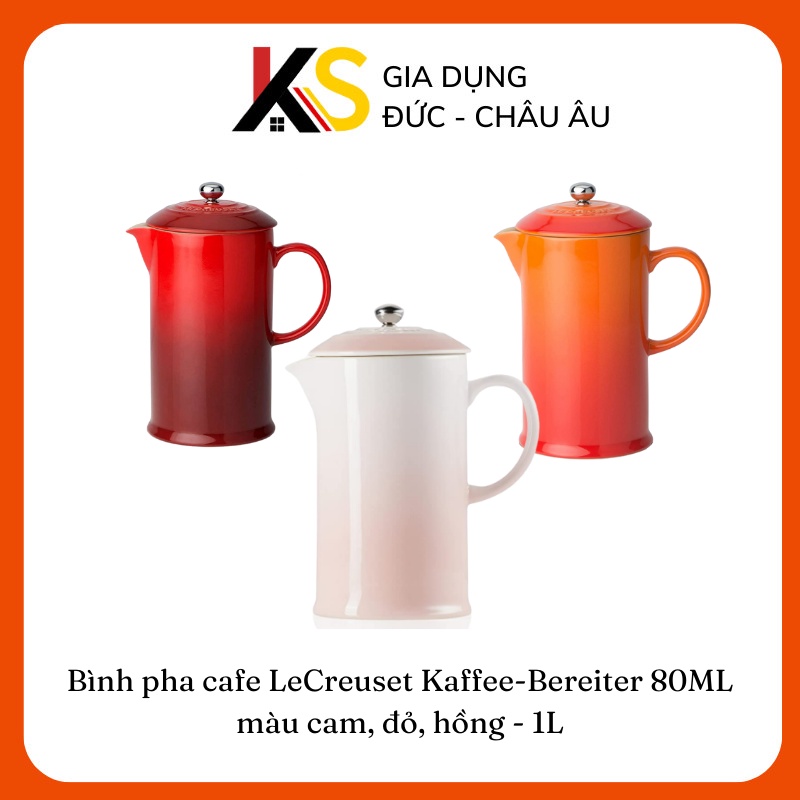 Bình pha cafe LeCreuset Kaffee-Bereiter 80ML màu cam, đỏ, hồng