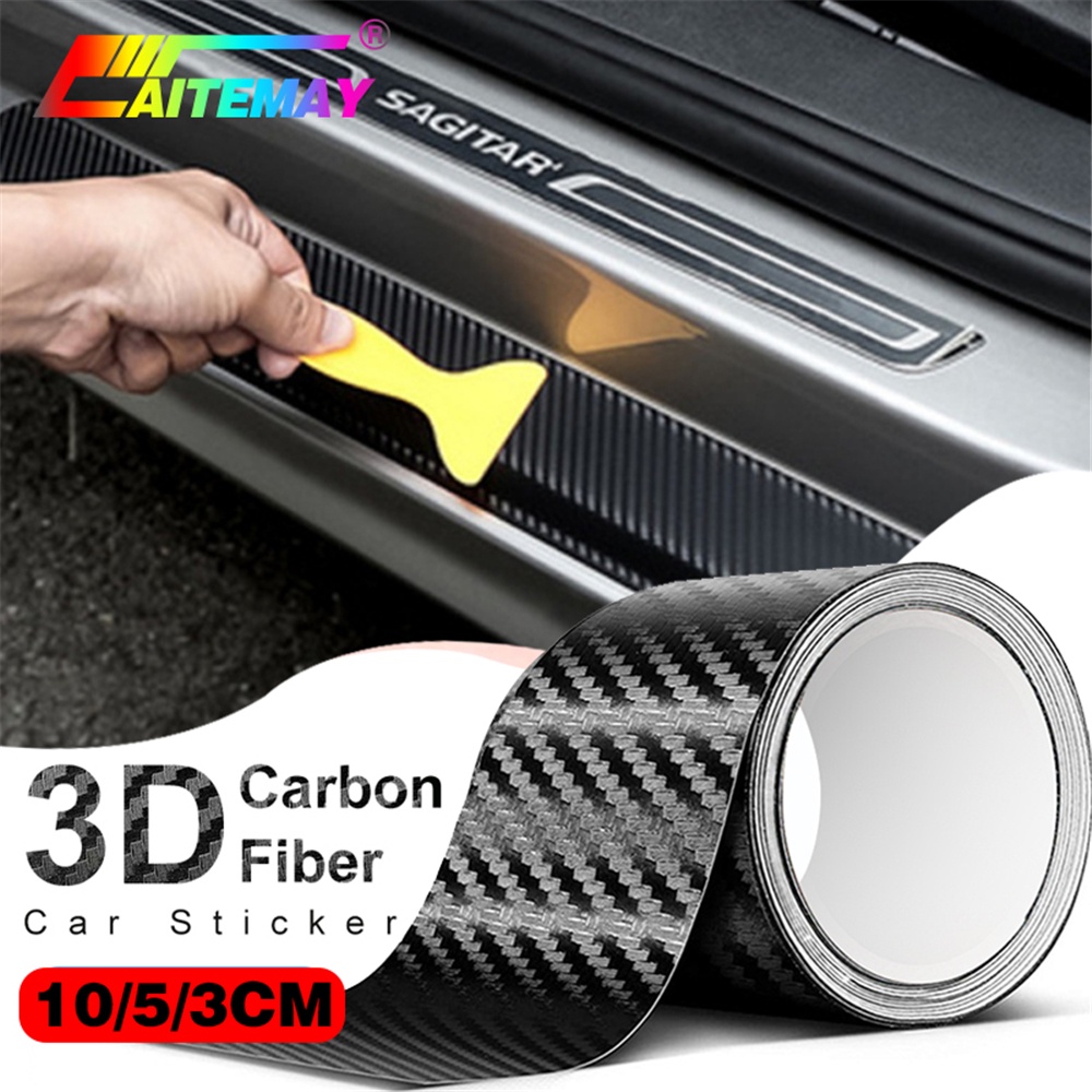 Miếng Dán 3D 10 / 5M Bằng Sợi Carbon Chống Trầy Chống Nước Bảo Vệ Cho Cửa Xe Hơi