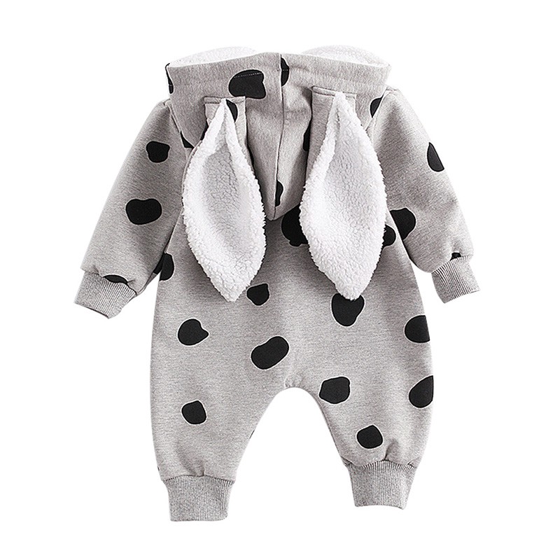 Bộ áo liền quần có nón trùm tai thỏ xinh xắn dành cho các bé