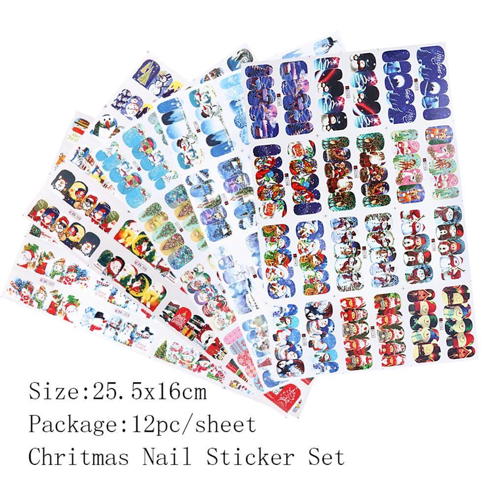 1 Miếng Dán Trang Trí Móng Tay Toàn Diện Họa Tiết Giáng Sinh