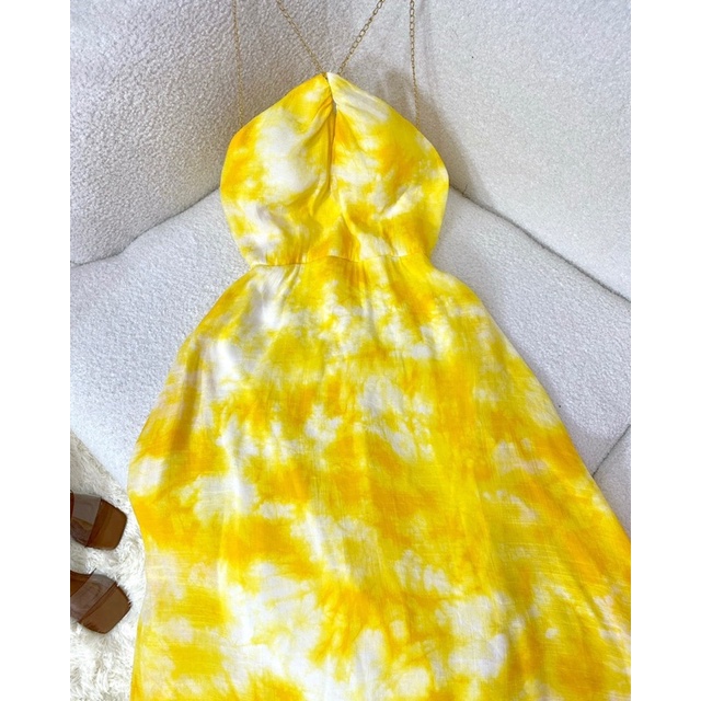 Đầm maxi đi biển váy maxi loang vàng