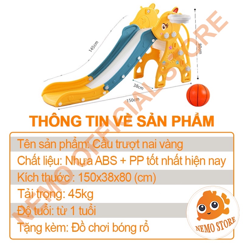 Cầu trượt cho bé chơi tuột chơi bập bênh kèm bóng rổ giá rẻ