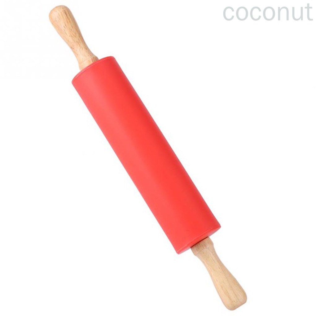 Cây Lăn Bột Làm Bánh Bằng Silicon Cán Gỗ Chống Dính Tiện Dụng Cho Nhà Bếp