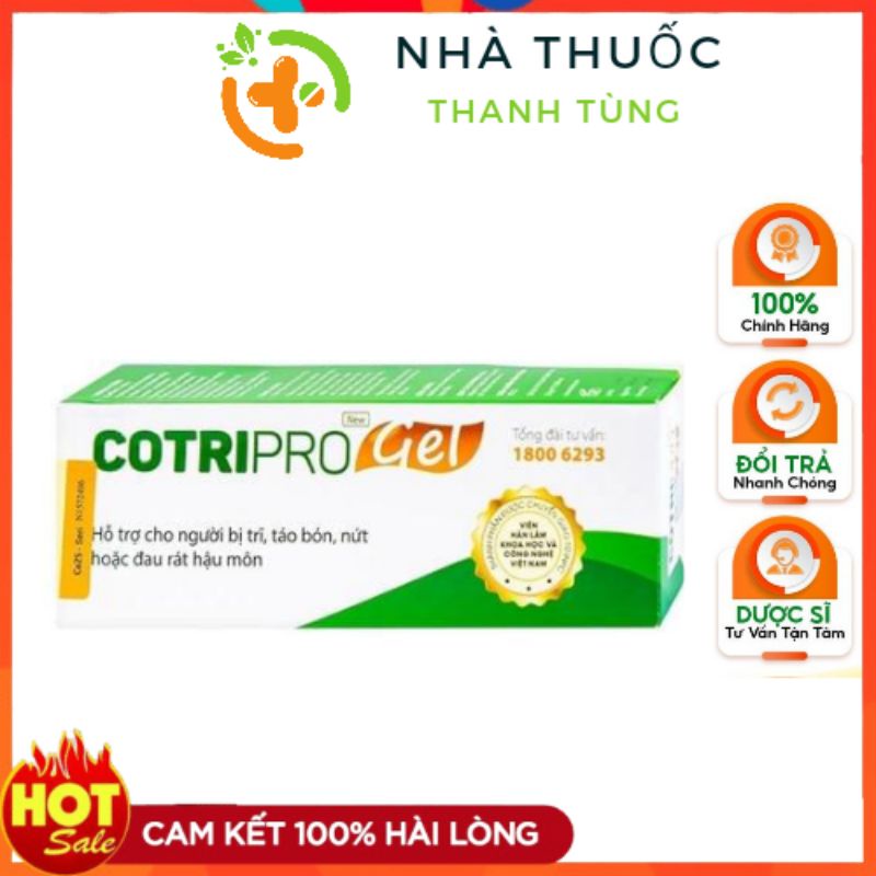 Tuýp Cotripro gel - Dùng khi bị trĩ, táo bón và rát hậu môn tuyt 10g và 25g