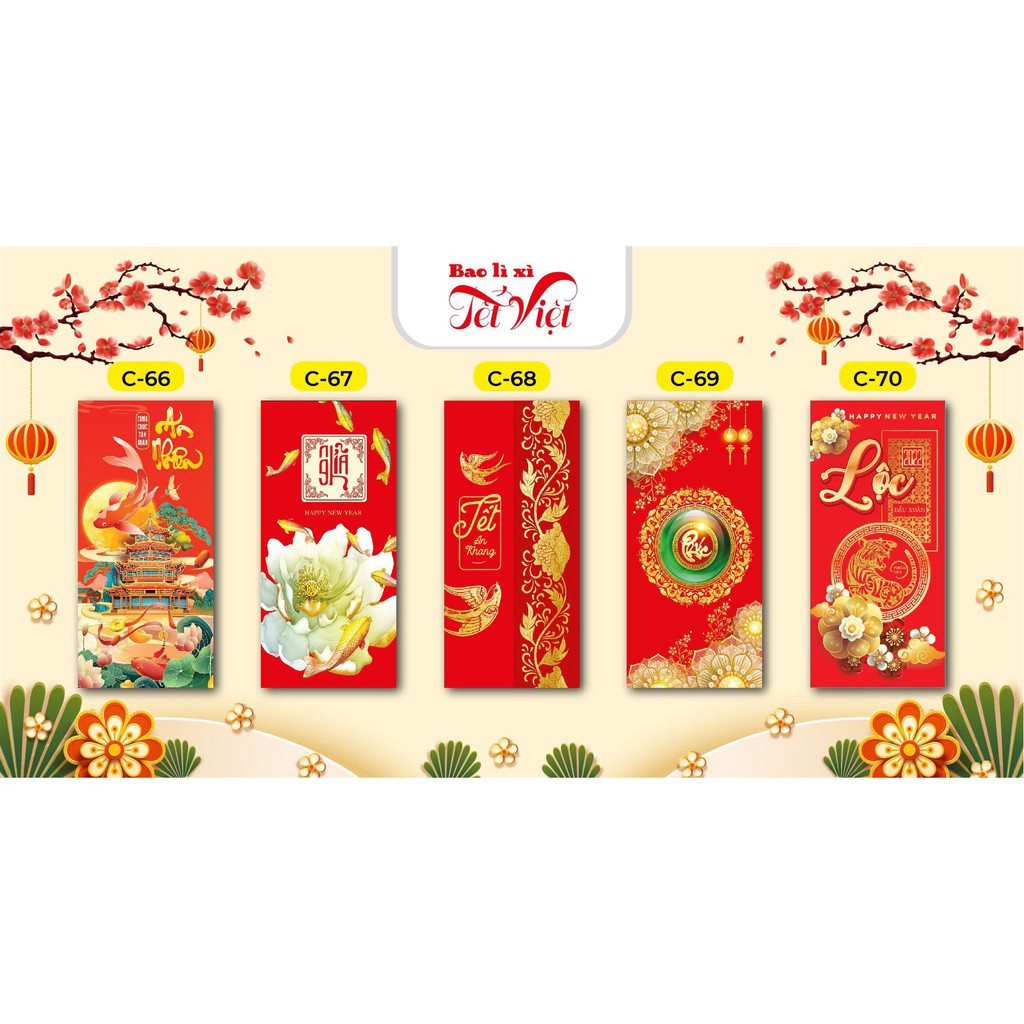 Bao Lì Xì Nhâm Dần 2022 Đẹp Giá Rẻ Sỉ Và Lẻ Bỏ Vừa Tờ 500 Nghìn Giấy Dày Sáng Đẹp COUCHE 150 Kích Thước 8*16cm
