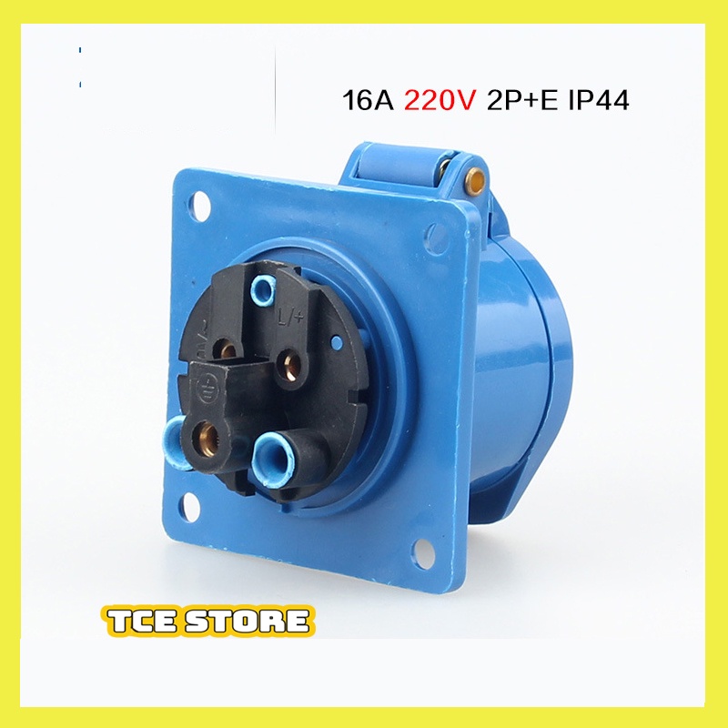 Ổ cắm công nghiệp, ổ cắm điện âm tường có nắp đậy 1 pha 3 chấu 16A