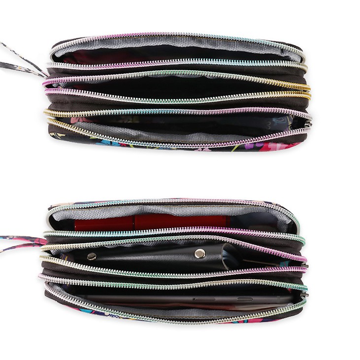 Ví cầm tay nữ Hoa đậm 3 ngăn