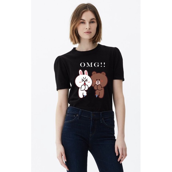 Áo thun bé gái mẹ và bé dễ thương cotton co giản dễ chịu in hình gấu