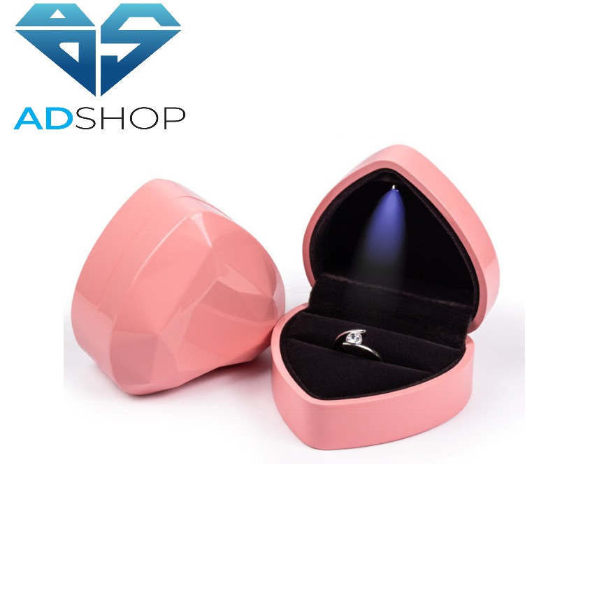 HỘP ĐỰNG NHẪN NỮ TRANG HÌNH TIM,HỘP ĐỰNG NHẪN QUÀ TẶNG,KHUYÊN TAI CÓ ĐÈN LED