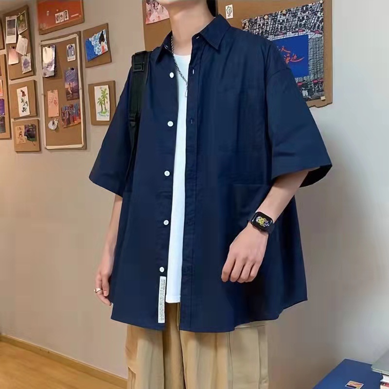 Áo Sơ Mi Tay Ngắn Thời Trang Phong Cách Hàn Quốc Cho Nam