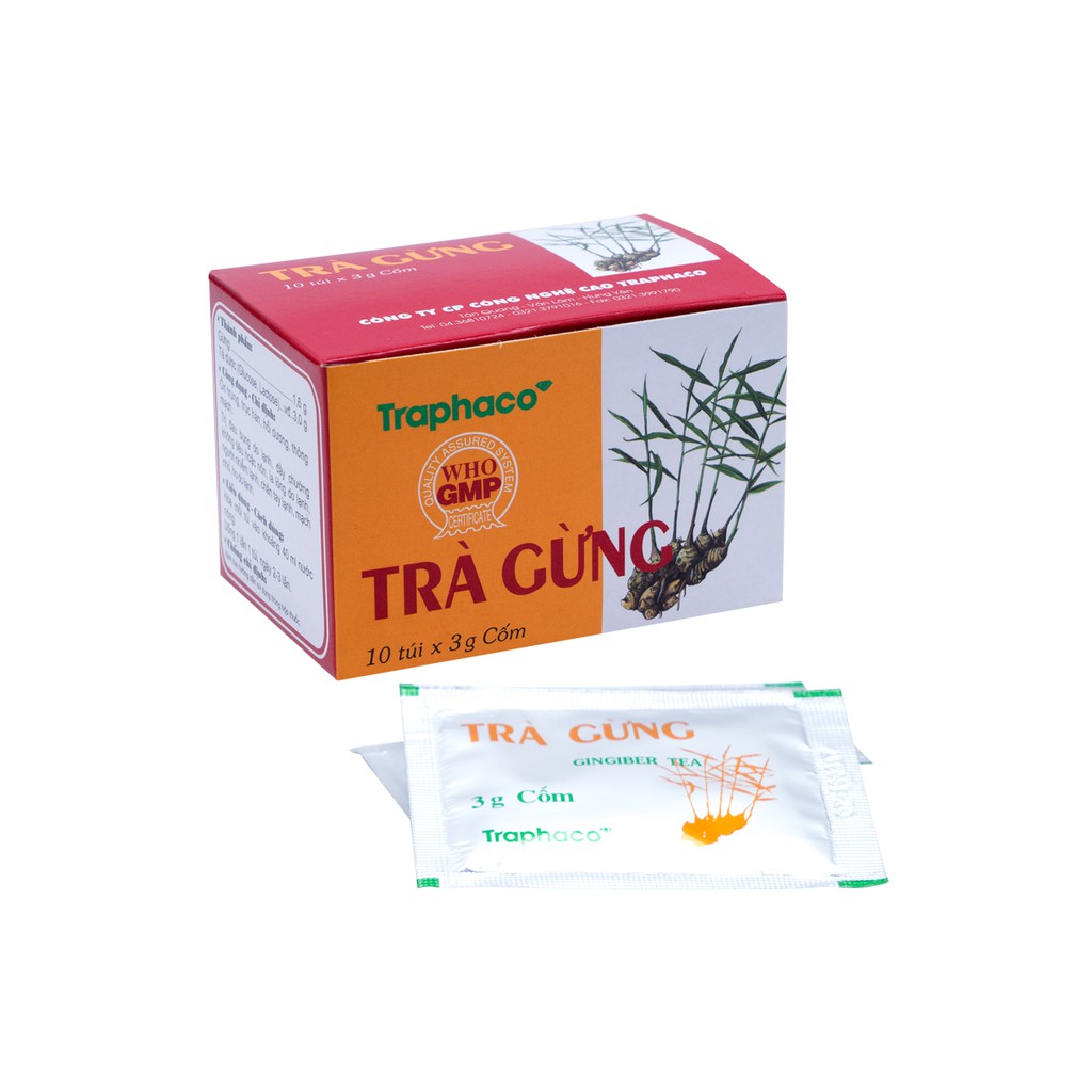 Trà gừng Traphaco hộp 10 gói, trà gừng giúp làm ấm cơ thể