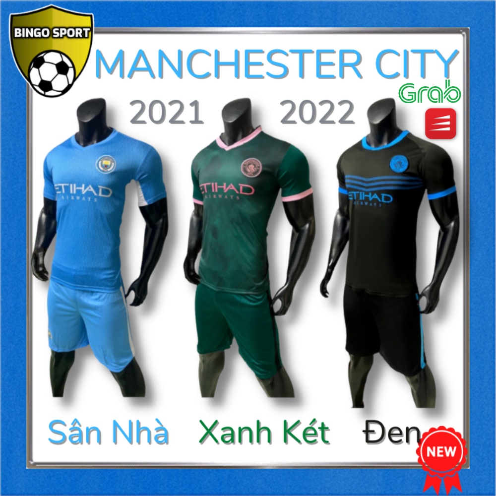 Áo Bóng Đá, Đá Banh, Thể Thao Thun Lạnh Logo Thêu Nổi CLB MANCHESTER CITY/MC Sân Nhà 21/22 BINGO SPORT