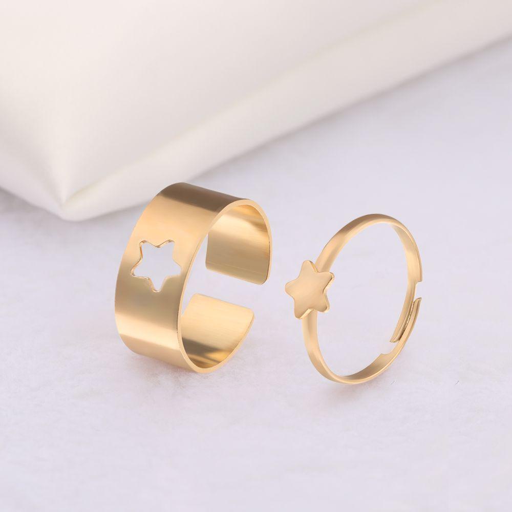ROWANS 2pcs Matching Ring Jewelry Open Statement Adjustable Ring Wedding Jewelry Open Statement Couple Ring