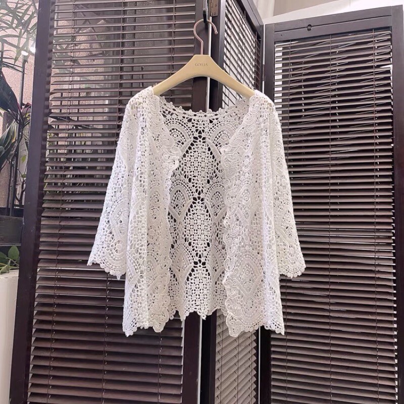 áo choàng ren biển hoạ tiết vỏ sò sang chảnh (681#)