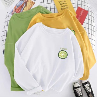Áo thun dài tay trắng #LEMON loại 1 Nam Nữ tay lỡ Form áo rộng rãi từ 40-75kg Oversize UNISEX