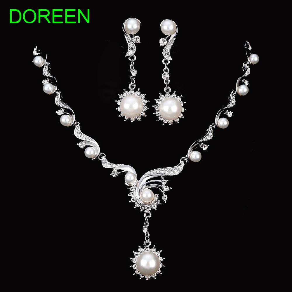 Set vòng đeo cổ + vòng đeo cổ đính đá pha lê cho cô dâu