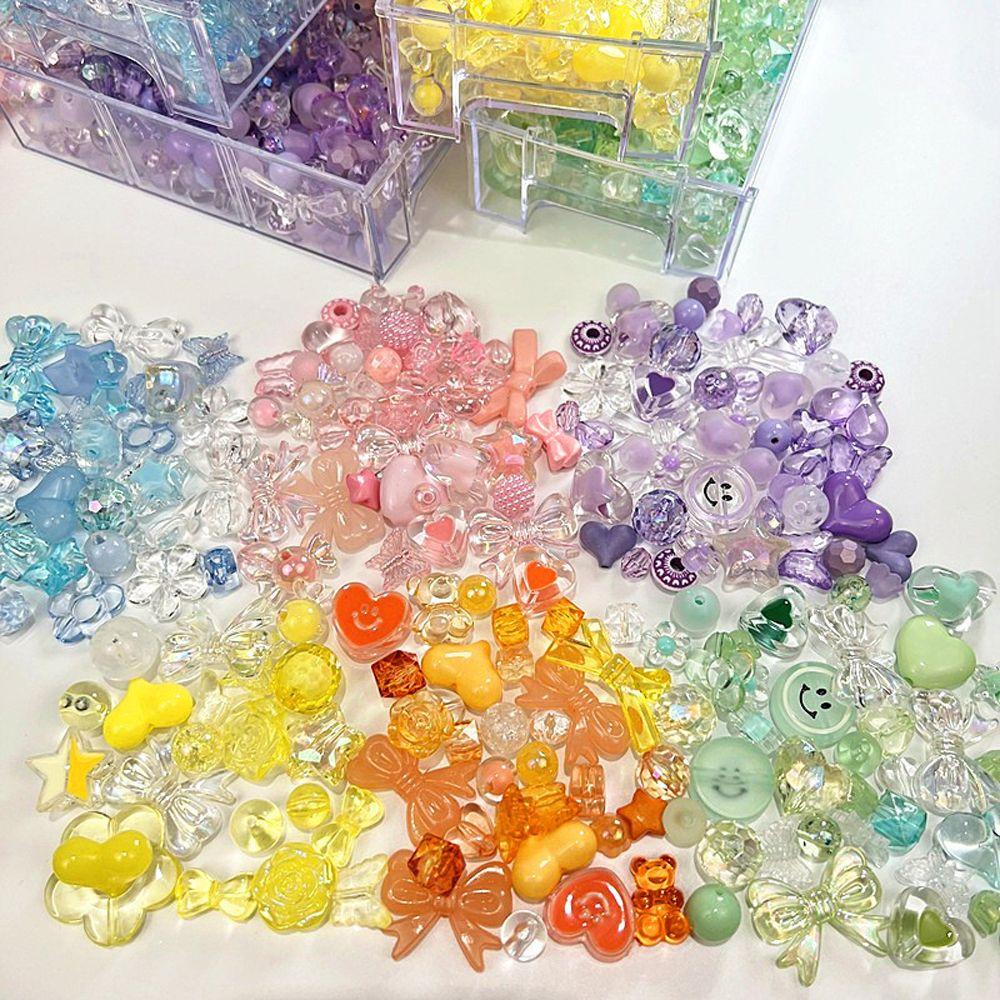 Túi 50g Hạt Xỏ Lỗ Hình Trái Tim Nhiều Màu Sắc Dùng Để Làm Đồ Trang Sức Thủ Công
