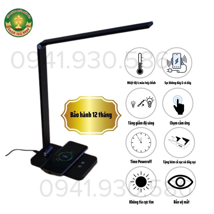 Đèn Thông Minh tích hợp Sạc không dây, Đèn bàn Decor phong cách hiện đại Eras E362