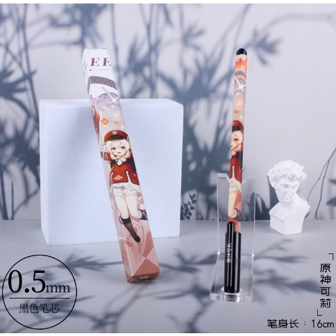 Bút bi Genshin Impact mực gel đen viết mượt kèm hộp đựng