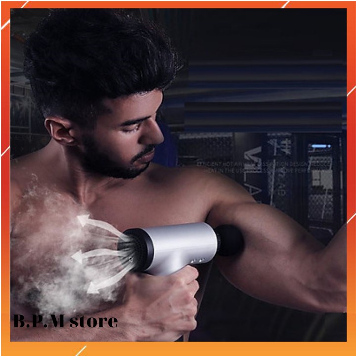 Súng Massage Fascial Gun - 4 Đầu 6 Chế Độ Fascial Giảm Cơ Căng Cơ Trị Nhức Mỏi Vai Gáy Cực Kỳ Tiện L