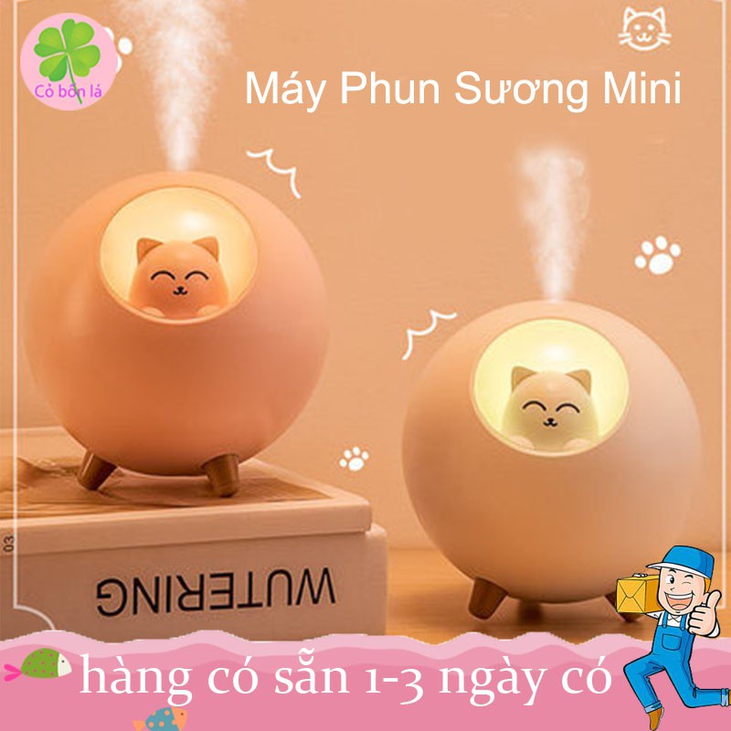 [GIÁ SỐC] - Máy Phun Sương Mini Tạo Ẩm không khí Giá Rẻ hình mèo dễ thương có đèn ngủ 220ml