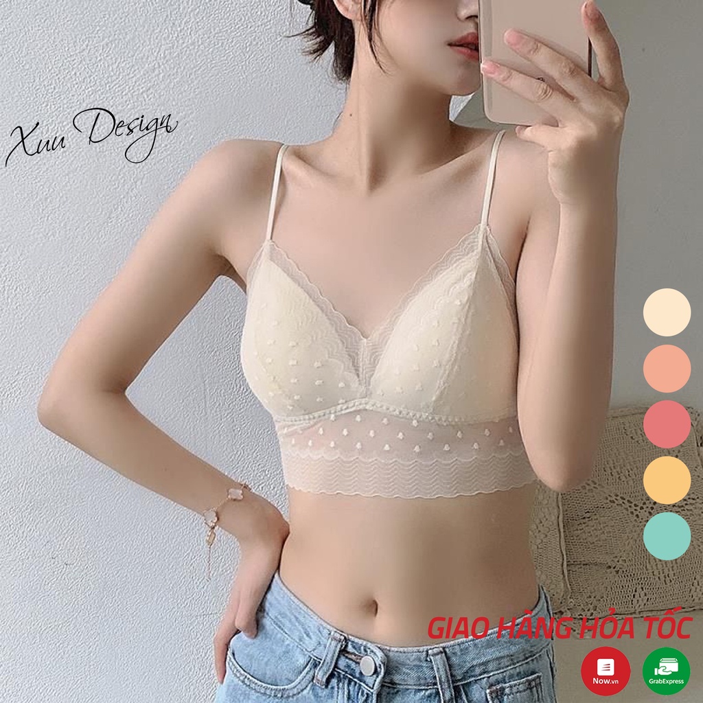 Áo bra nữ dáng chữ U Xuu, phối ren xuyên thấu mềm mại gợi cảm - BR15