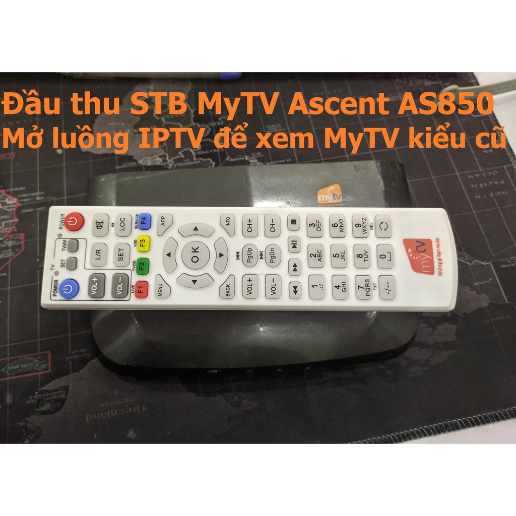 Đầu thu set top box MyTV Ascent AS850 có khiển và nguồn. Đầu IPTV VNPT MYTV Mở luồng IPTV để xem truyền hình kỹ thuật số