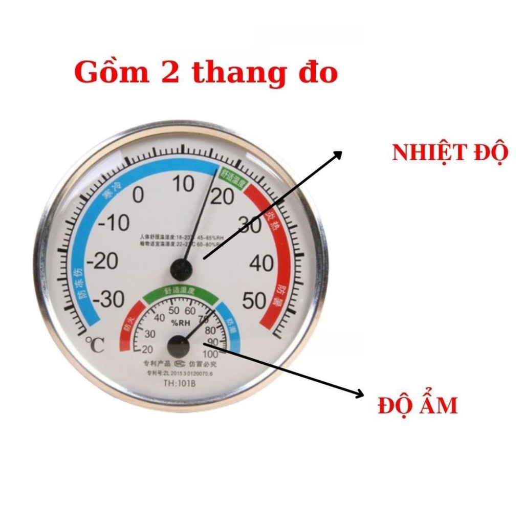 Nhiệt ẩm kế TH101E  Anymetre TANAKA đo độ ẩm, nhiệt độ phòng để bàn, treo tường, không dùng pin - tặng khẩu trang 3 lớp