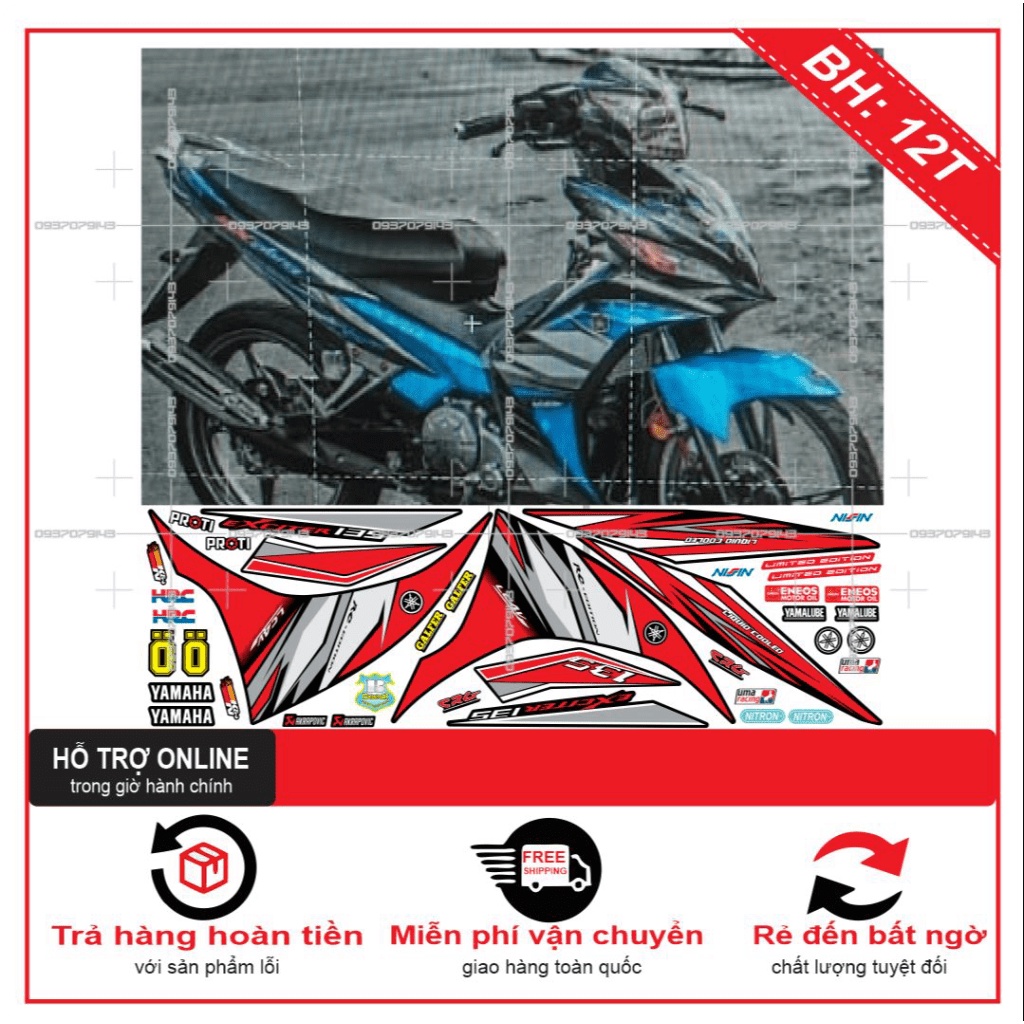 TEM RỜI EX 2011 CHẾ ĐỎ ĐEN -- SHIN DECAL 2