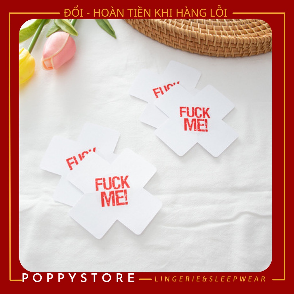 Miếng dán ngực in chữ F*ck Me hoặc Kiss Me (1 cặp) - Hình Chữ X - Chống Chảy Xệ Phong Cách Âu Mỹ Chất Lượng Cao