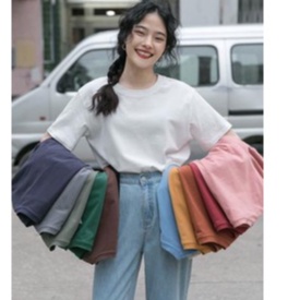 Áo thun trơn 3158 oversize unisex - Phông trơn cổ tròn tay lỡ dáng thụng vintagel nam nữ - Chất cotton khô đẹp