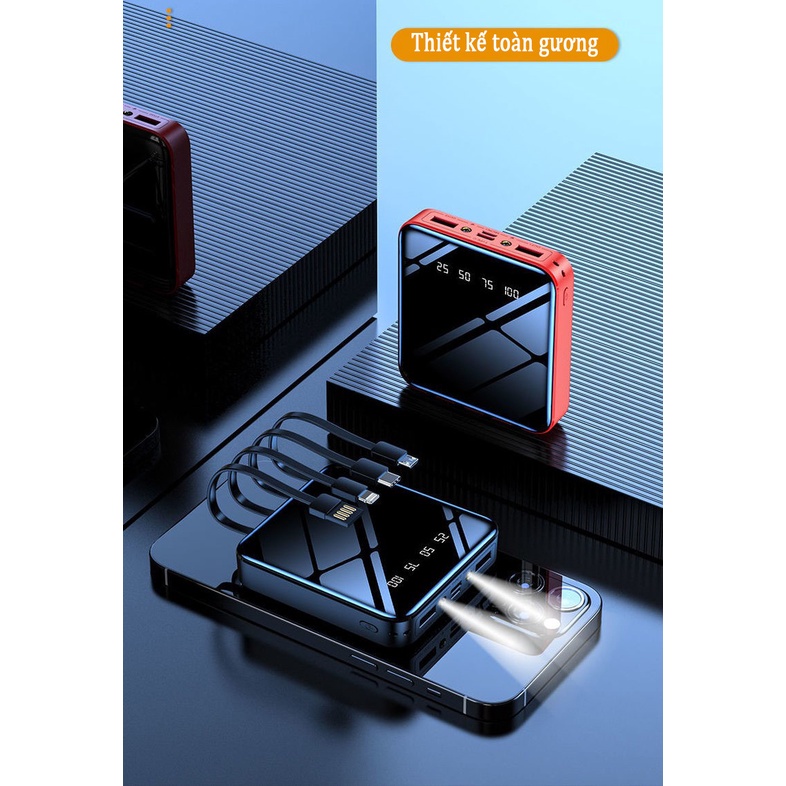 Ngân hàng điện dung lượng lớn 8000mAh/20000mAh （Đi kèm với ngân hàng điện 4 dây ）Sạc nhanh năm thiết bị cùng lúc