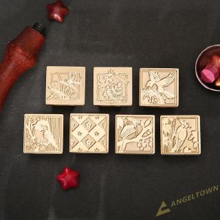 Con dấu niêm phong hình vuông khắc họa tiết động vật/thực vật phong cách cổ điển trang trí nhật ký/sổ lưu niệm/album