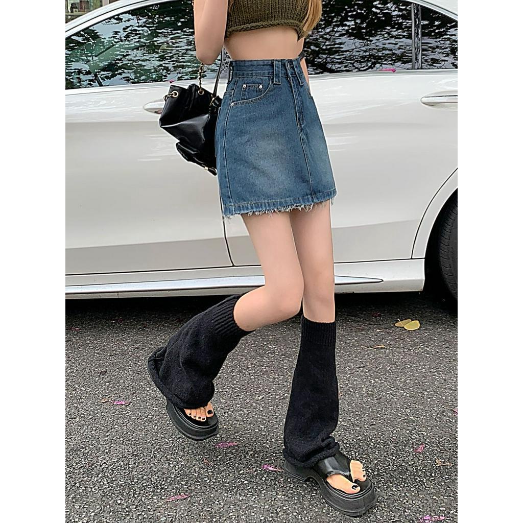 Chân váy jean Chữ A Lưng Cao Thời Trang Mùa Hè Cho Nữ