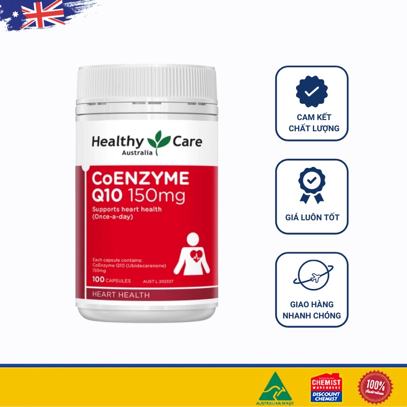 Viên uống bổ tim mạch của Úc Healthy Care CoQ10 150mg 100 viên (SP3)