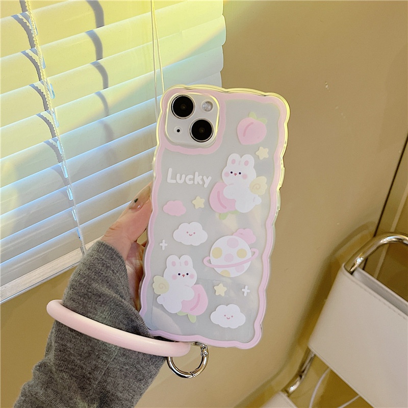 Ốp lưng iphone Ốp Điện Thoại Silicon Họa Tiết Sóng Biển To Kèm Dây Đeo Tay Cho iPhone 11 / 12 xs 13Pro Dinuo case