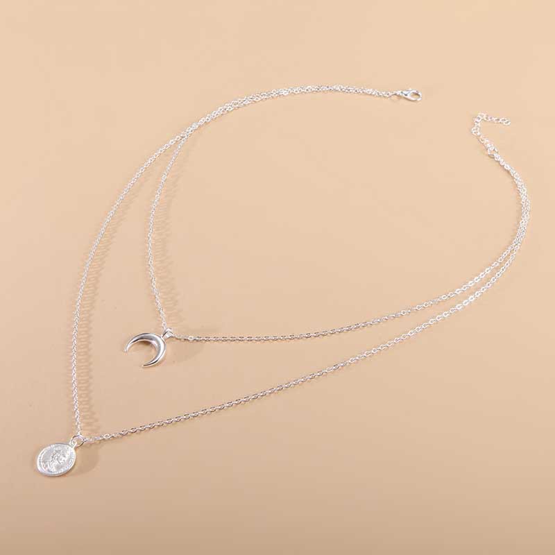 Vòng Cổ Hai Mảnh Mặt Trăng Và Đồng Xu Cá Tính i88