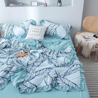 Combo Bộ chăn ga gối Đũi nhiệt đới