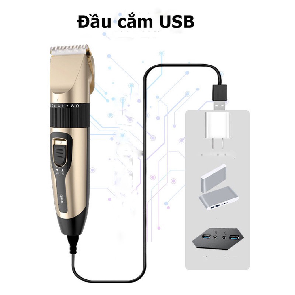 Tông đơ cắt tóc chuyên nghiệp sạc nhanh cao cấp Hair Clipper Tặng kèm 9 Phụ Kiện, Tăng đơ cắt tóc gia đình - Lỗi 1 đổi 1