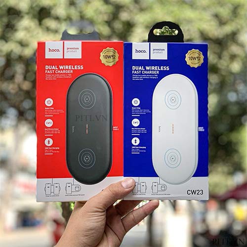 ĐẾ SẠC NHANH KHÔNG DÂY HOCO CW23 (2 IN 1) HÀNG CHÍNH HÃNG