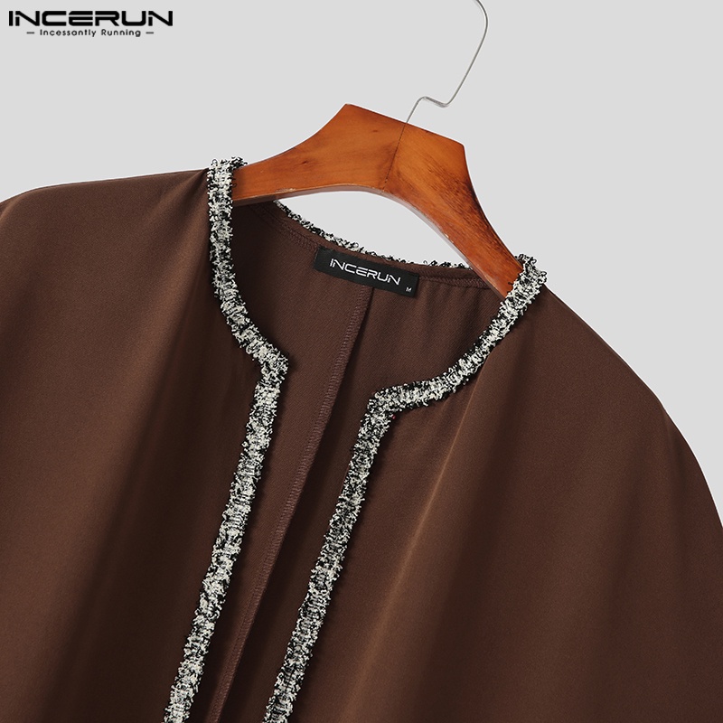 Incerun Áo Choàng Poncho Dài Dáng Rộng Cổ Điển Cho Nam