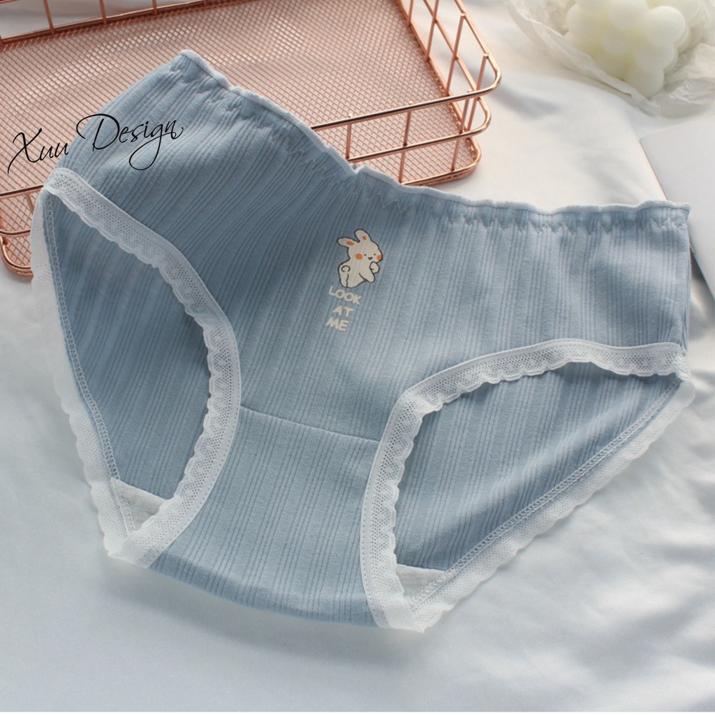 Quần lót nữ cotton hình thú phối ren viền dễ thương XUU QC90