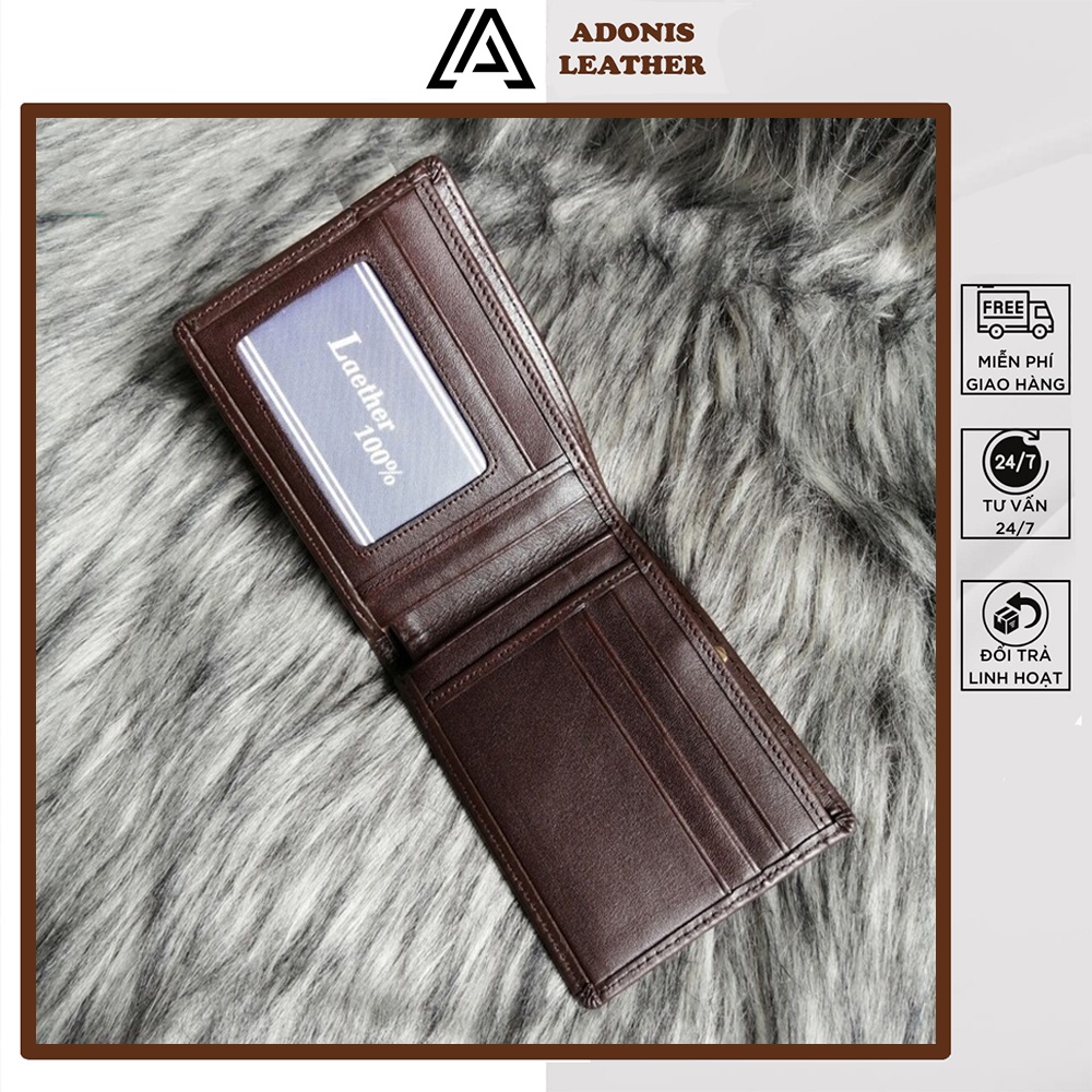 ví nam AD09, bóp nam da bò nappa cao cấp, ví ngang thiết kế nhiều ngăn đựng thẻ đựng tiền, bảo hành da 06 tháng - Adonis