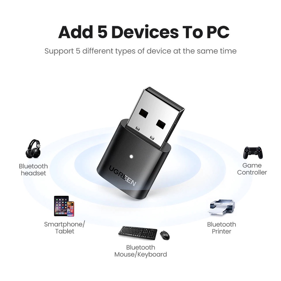 USB Bluetooth 5.0 Cho PC, Laptop Hỗ Trợ aptX Cao Cấp UGREEN CM390 US192 Chính Hãng